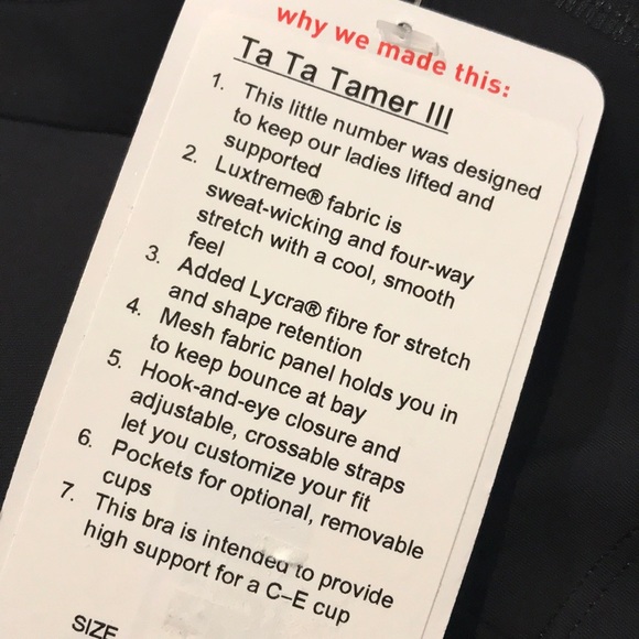 Lululemon Ta Ta Tamer III 38D NWT Black - Picture 7 of 7
